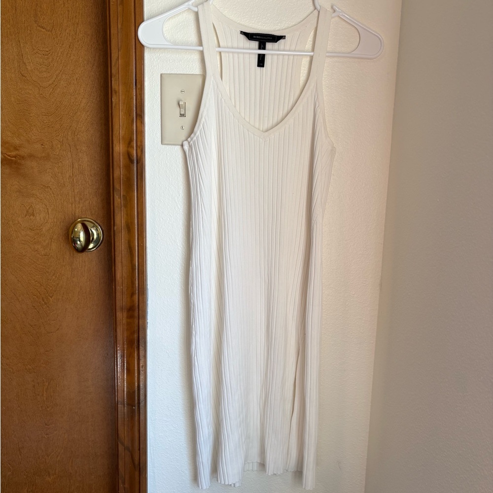BCBGMaxAzria White Ribbed Bodycon Dress
